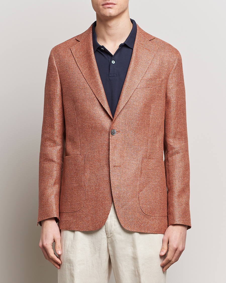 Herre | Nytt i butikken | Oscar Jacobson | Ferry Hopsack Hemp/Wool Blazer Orange