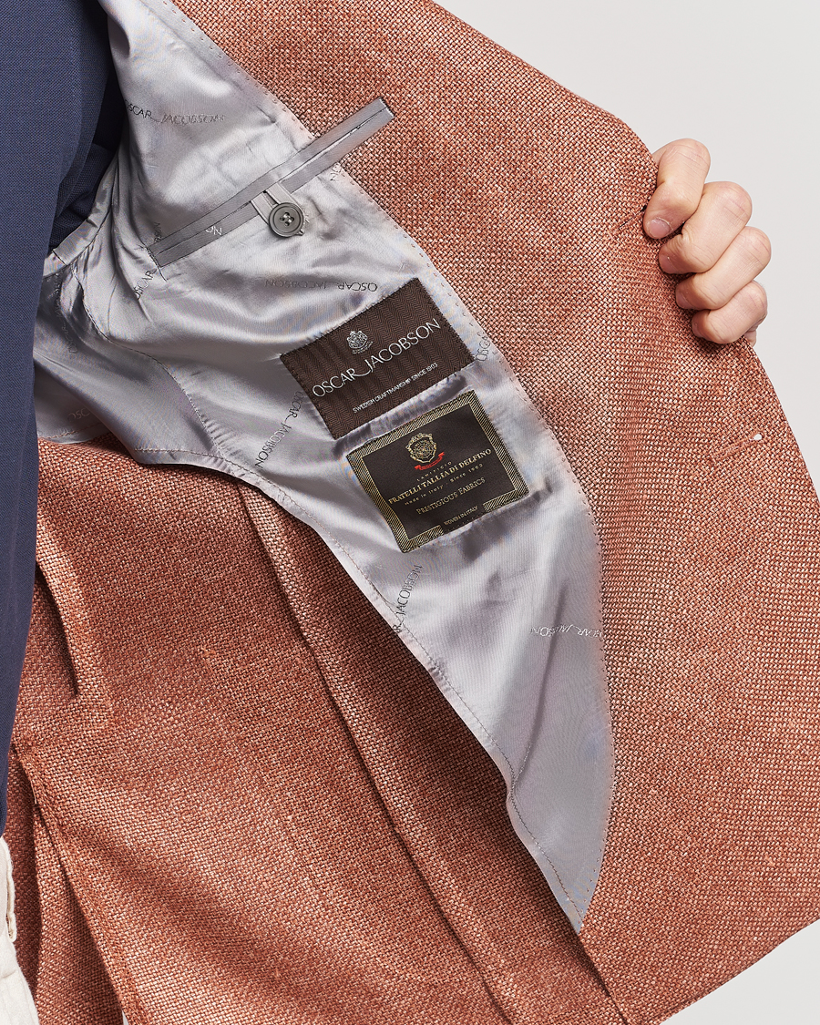 Herre | Dressjakker | Oscar Jacobson | Ferry Hopsack Hemp/Wool Blazer Orange