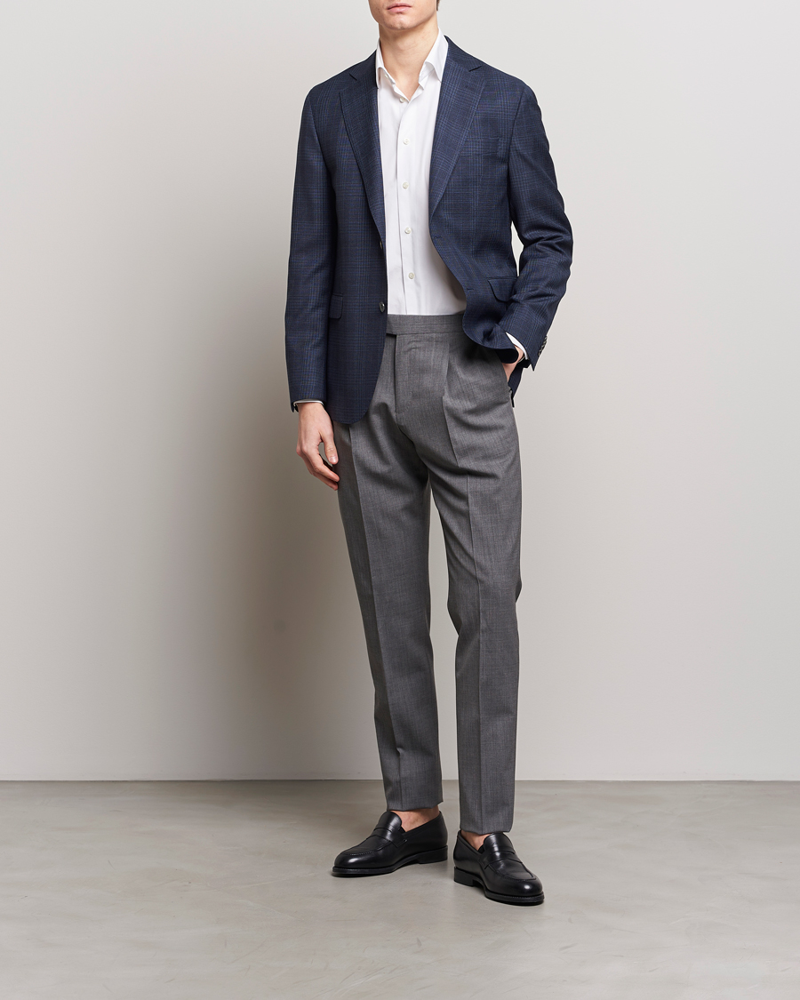 Herre | Dressjakker | Oscar Jacobson | Fogerty Mini Check Wool Blazer Navy