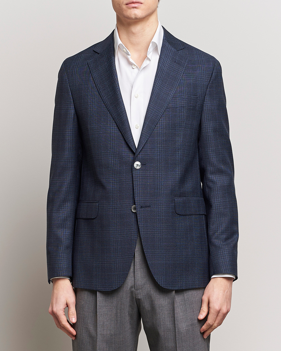 Herre | Dressjakker | Oscar Jacobson | Fogerty Mini Check Wool Blazer Navy