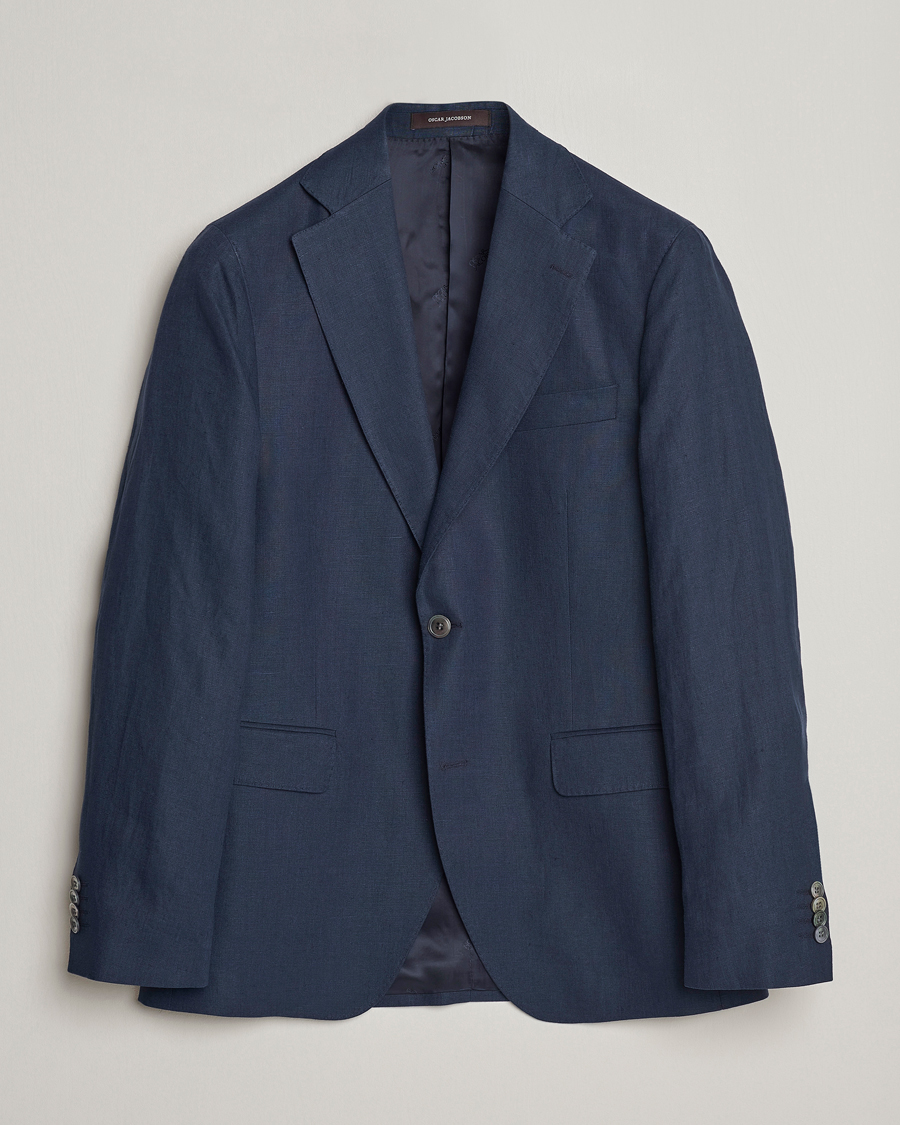 Herre | Dressjakker | Oscar Jacobson | Fogerty Linen Blazer Navy