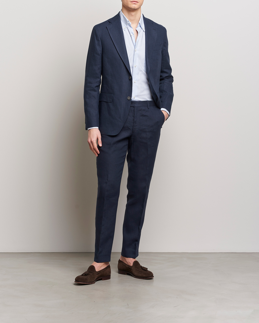 Herre | Dressjakker | Oscar Jacobson | Fogerty Linen Blazer Navy
