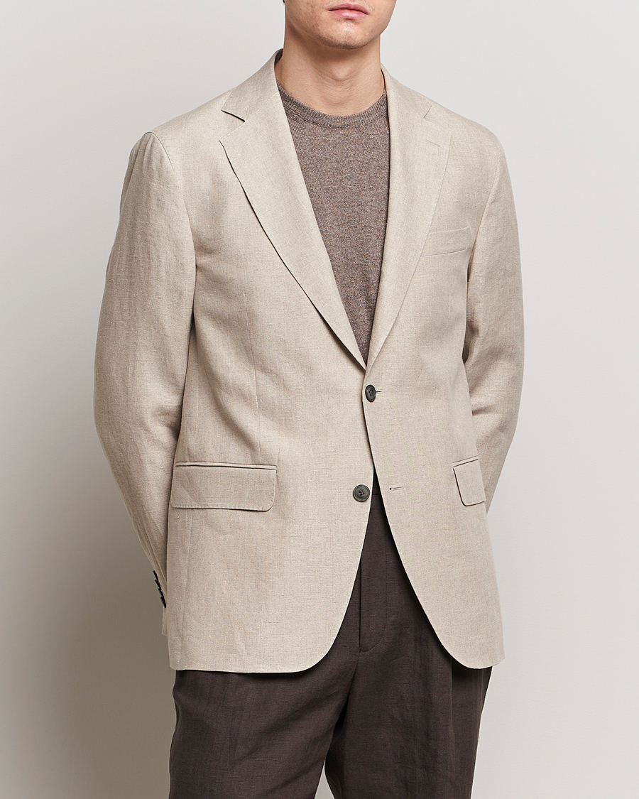 Herre | Linblazer | Oscar Jacobson | Fogerty Linen Blazer Beige