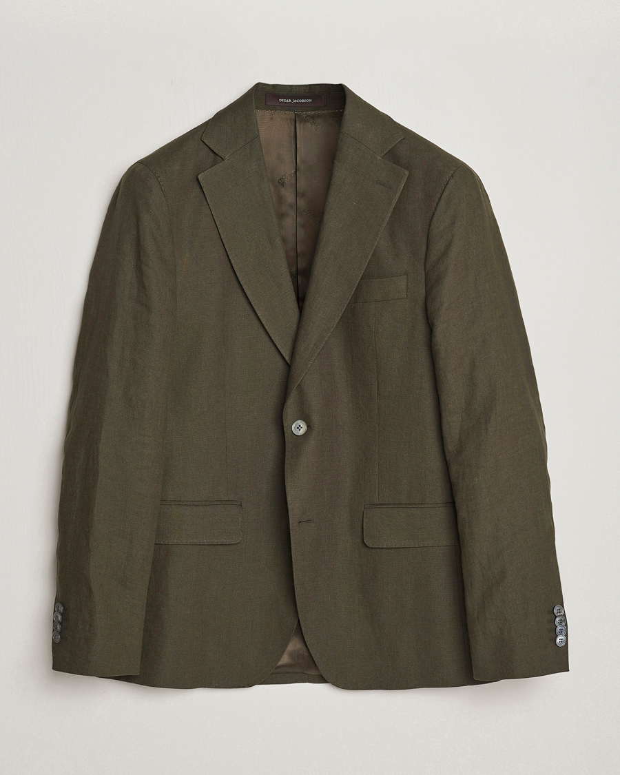 Herre | Dressjakker | Oscar Jacobson | Fogerty Linen Blazer Olive