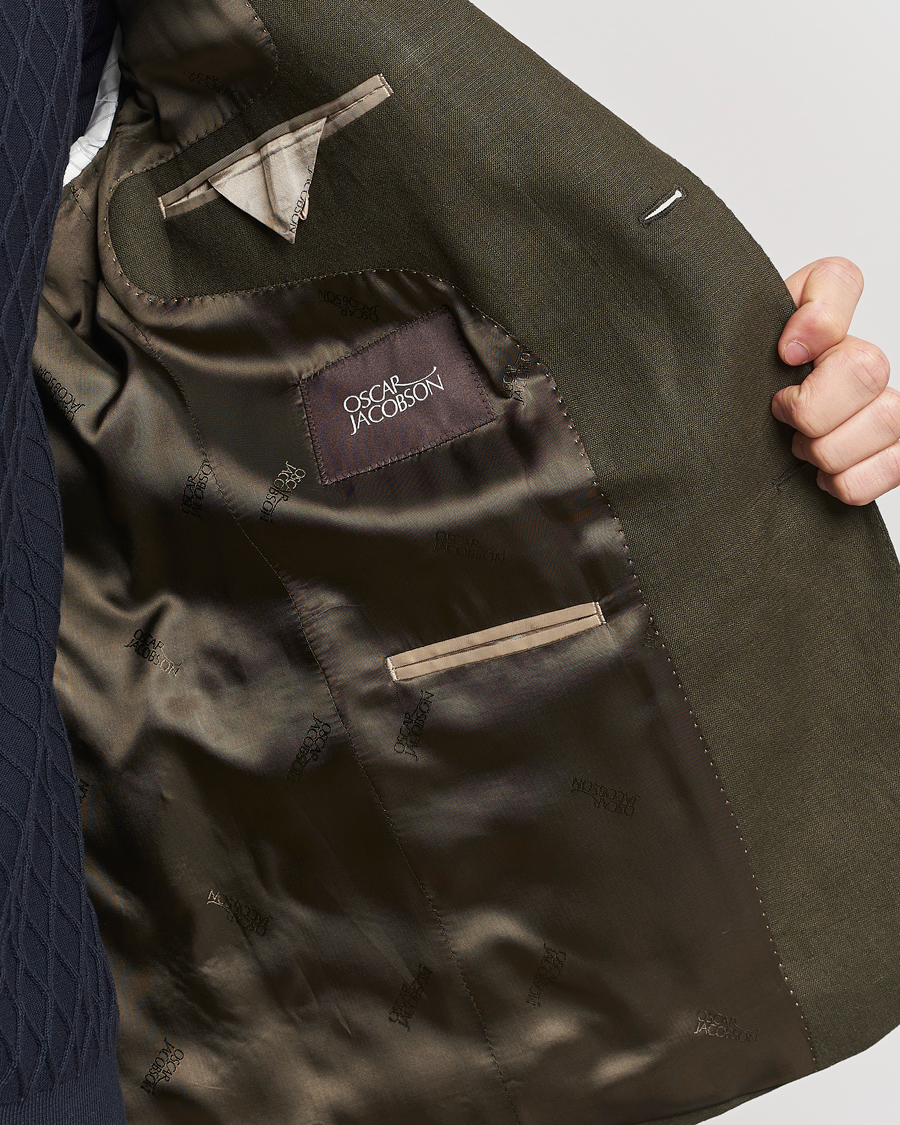 Herre | Dressjakker | Oscar Jacobson | Fogerty Linen Blazer Olive