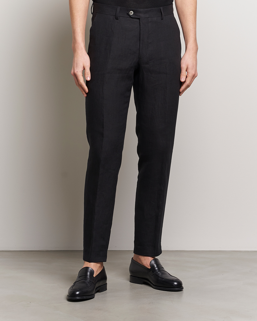 Herre | Business & Beyond | Oscar Jacobson | Denz Linen Trousers Black