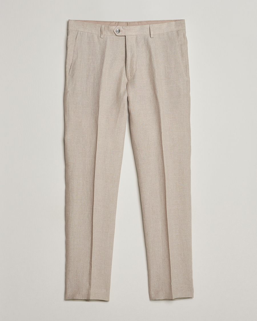 Herre | Bukser | Oscar Jacobson | Denz Linen Trousers Beige