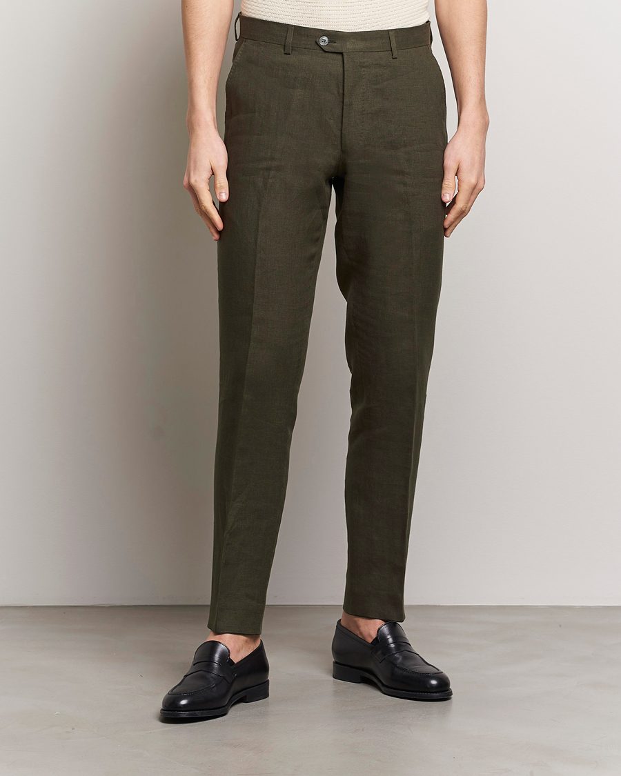 Herre | Avdelinger | Oscar Jacobson | Denz Linen Trousers Olive