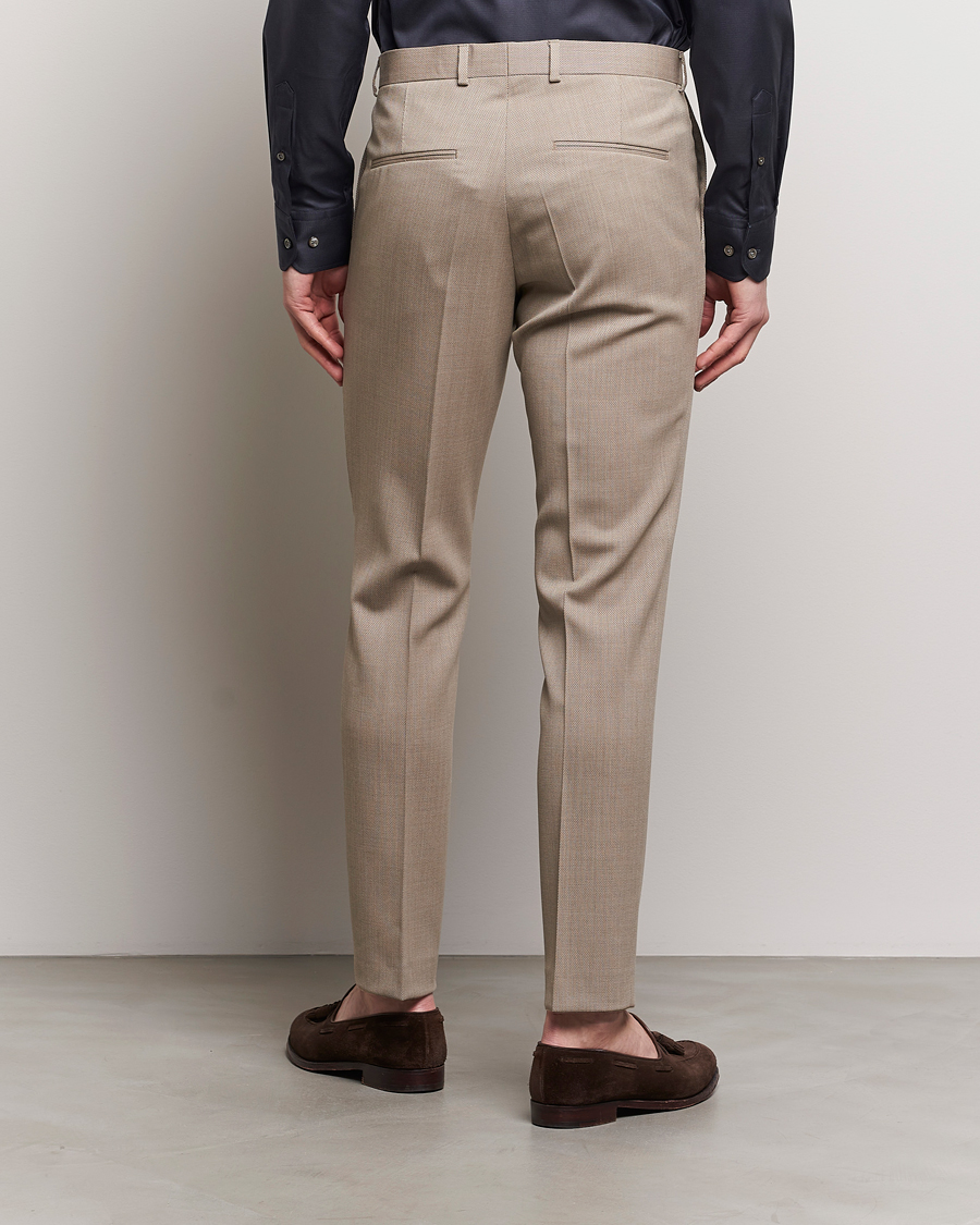 Herre | Bukser | Oscar Jacobson | Denz Structured Wool Trousers Beige