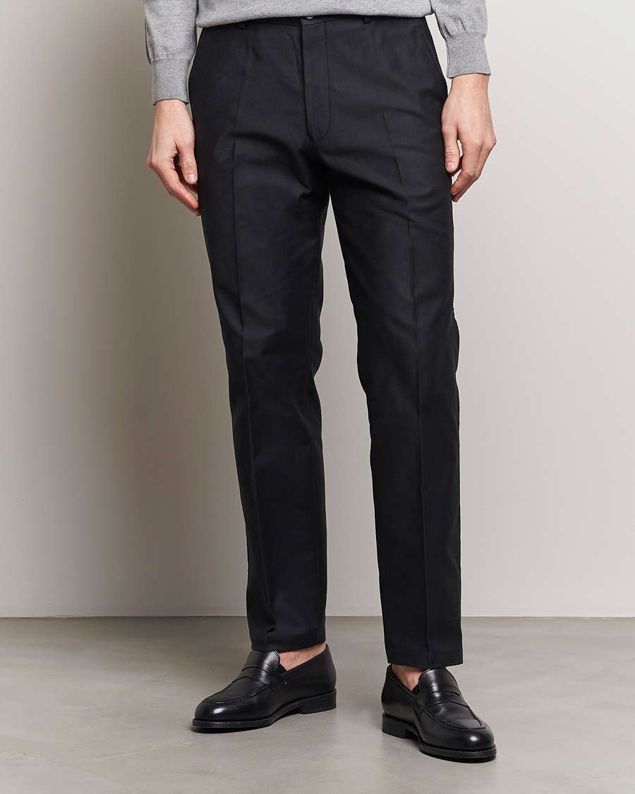 Herre | Bukser | Oscar Jacobson | Decker Cotton Trousers Black