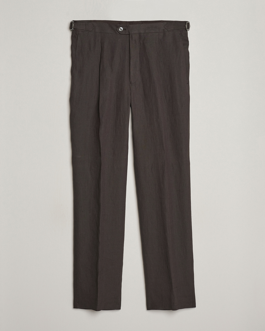 Herre | Bukser | Oscar Jacobson | Delon Linen Trousers Brown