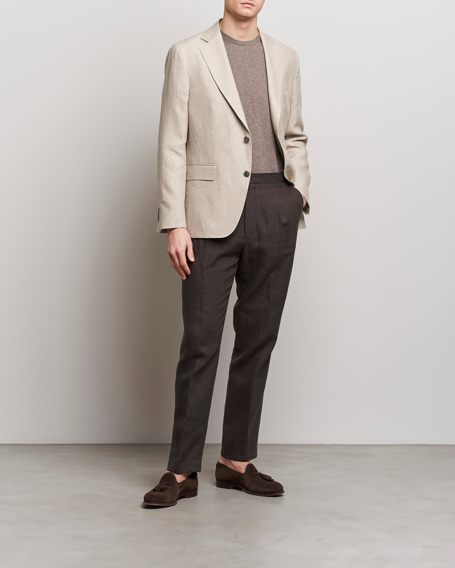 Herre | Bukser | Oscar Jacobson | Delon Linen Trousers Brown