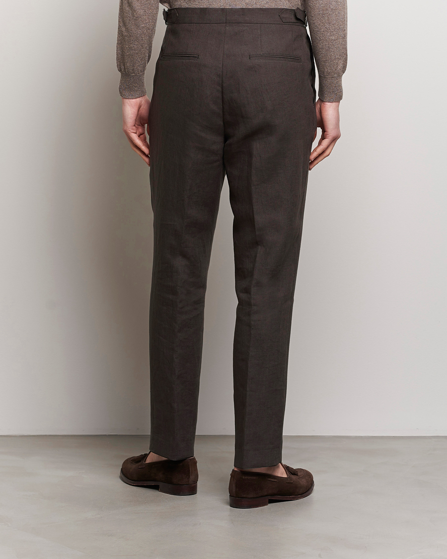 Herre | Bukser | Oscar Jacobson | Delon Linen Trousers Brown