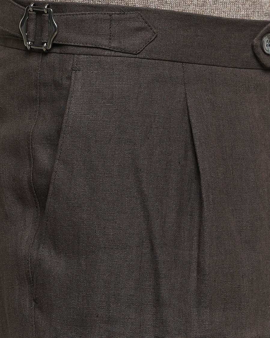 Herre | Bukser | Oscar Jacobson | Delon Linen Trousers Brown