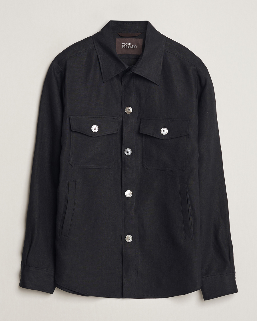Herre | Skjorter | Oscar Jacobson | Maverick Linen Shirt Jacket Black