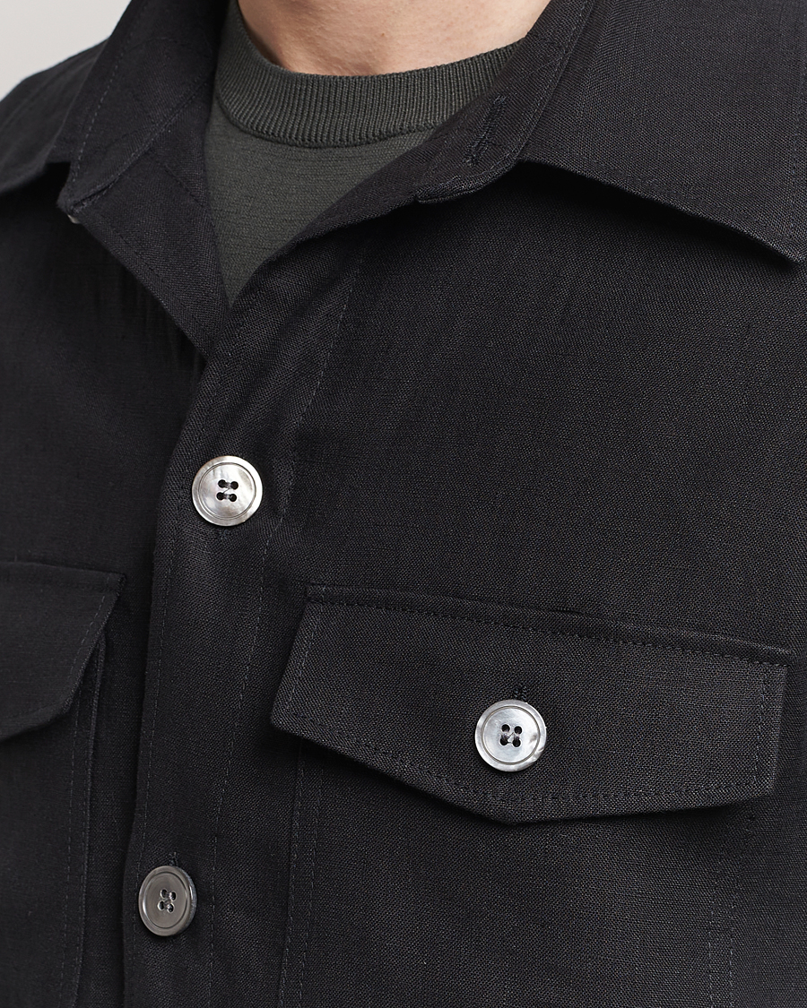 Herre | Skjorter | Oscar Jacobson | Maverick Linen Shirt Jacket Black