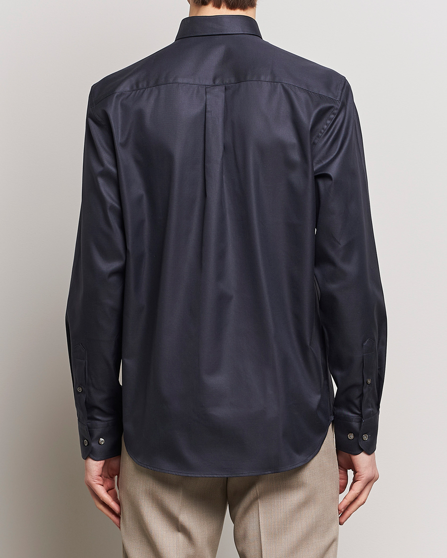 Herre | Skjorter | Oscar Jacobson | Regular Fit Button Down Cotton Twill Shirt Black