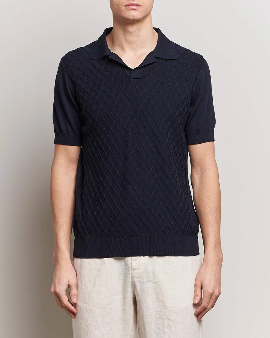 Herre | Avdelinger | Oscar Jacobson | Mirza Structured Cotton Polo Navy