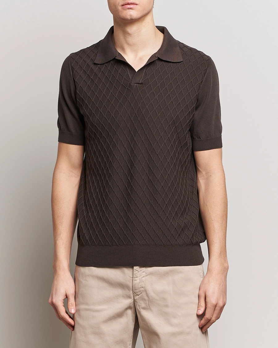 Herre | Avdelinger | Oscar Jacobson | Mirza Structured Cotton Polo Brown