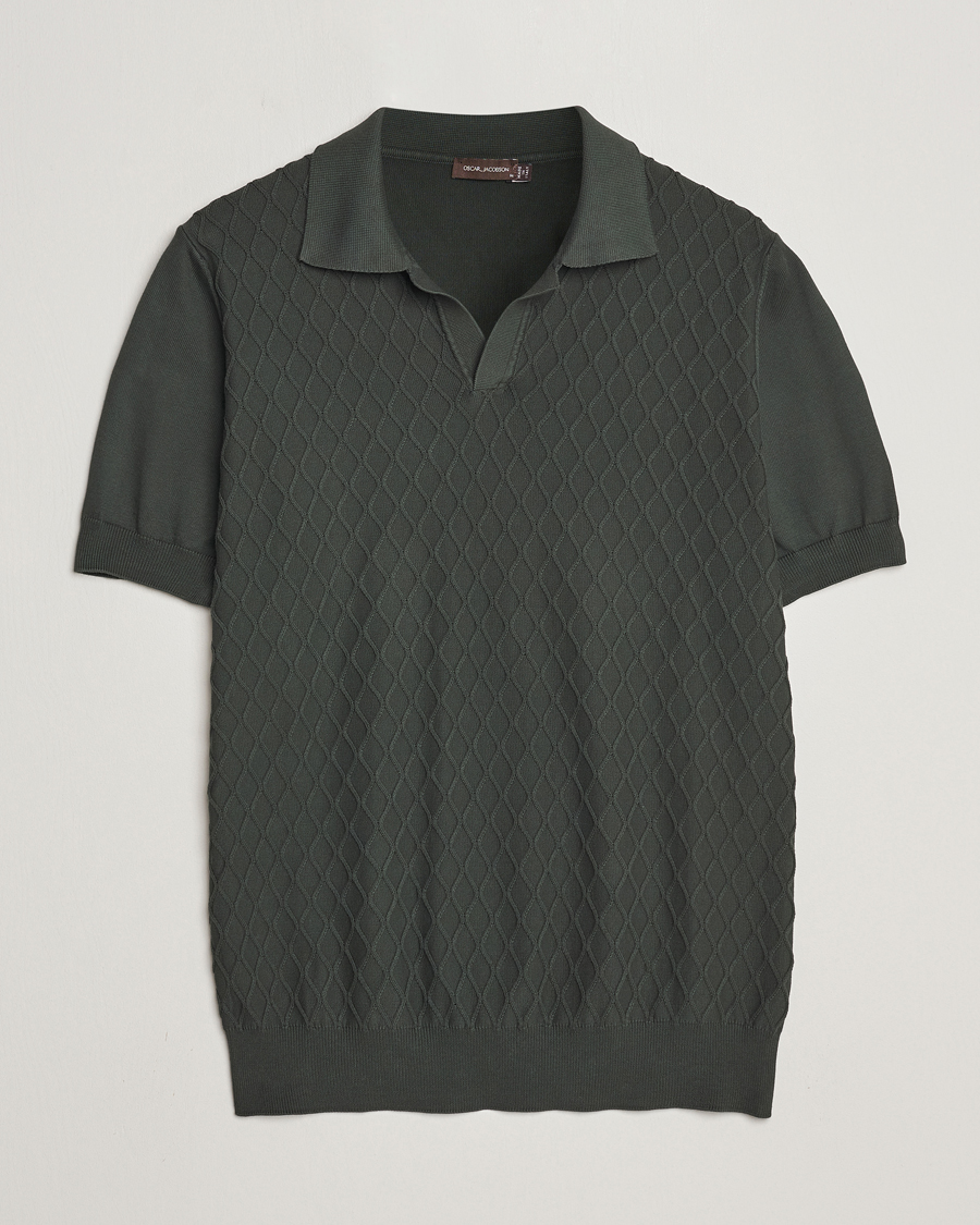 Herre | Pikéer | Oscar Jacobson | Mirza Structured Cotton Polo Olive