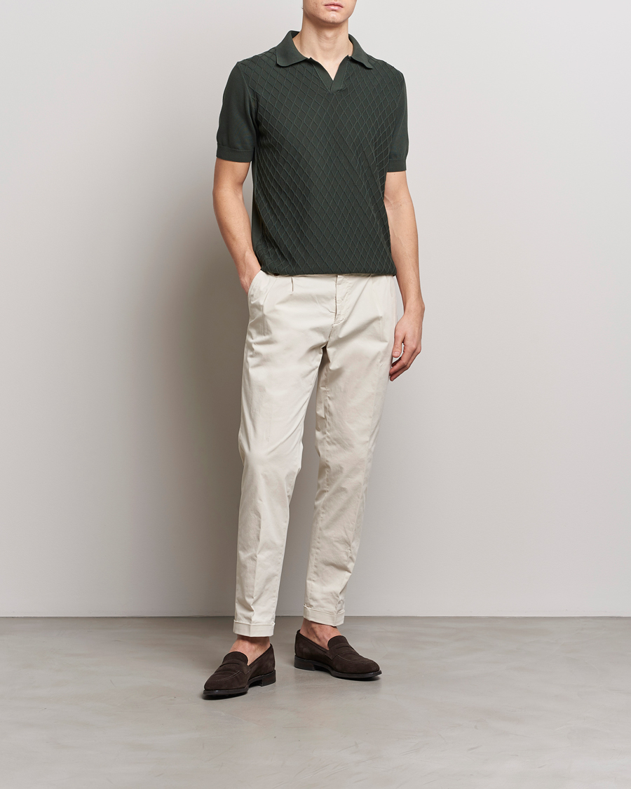 Herre | Pikéer | Oscar Jacobson | Mirza Structured Cotton Polo Olive