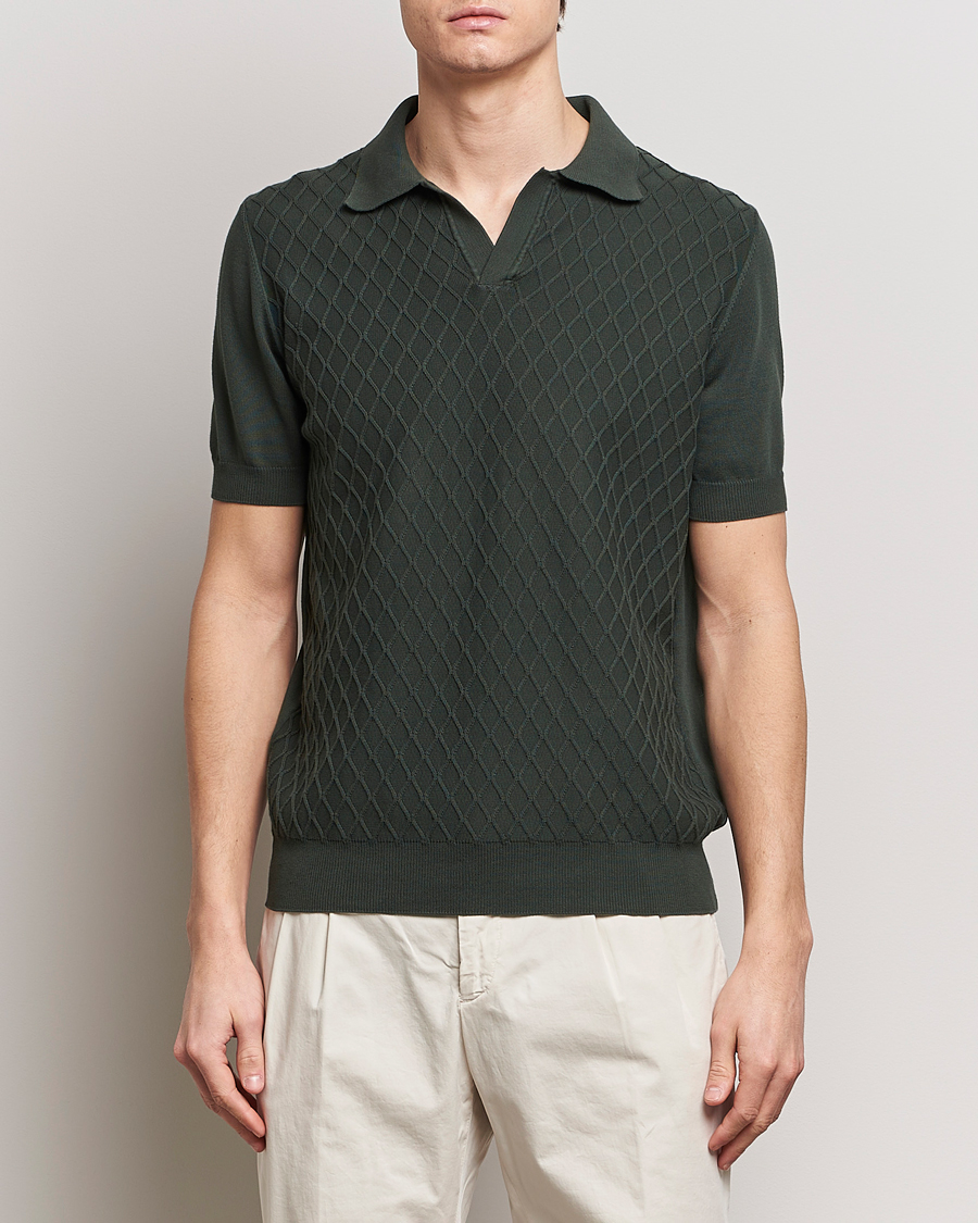 Herre | Pikéer | Oscar Jacobson | Mirza Structured Cotton Polo Olive