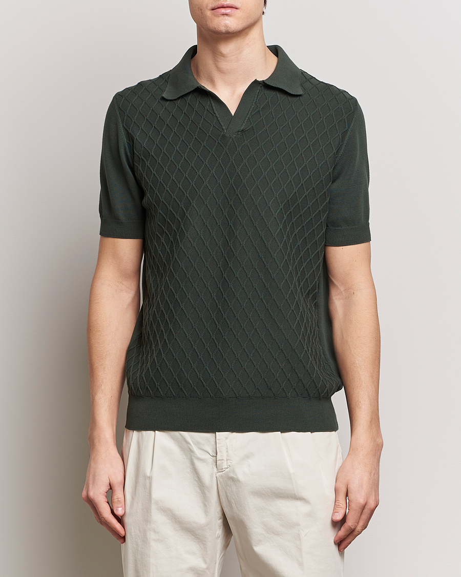 Herre | Business & Beyond | Oscar Jacobson | Mirza Structured Cotton Polo Olive