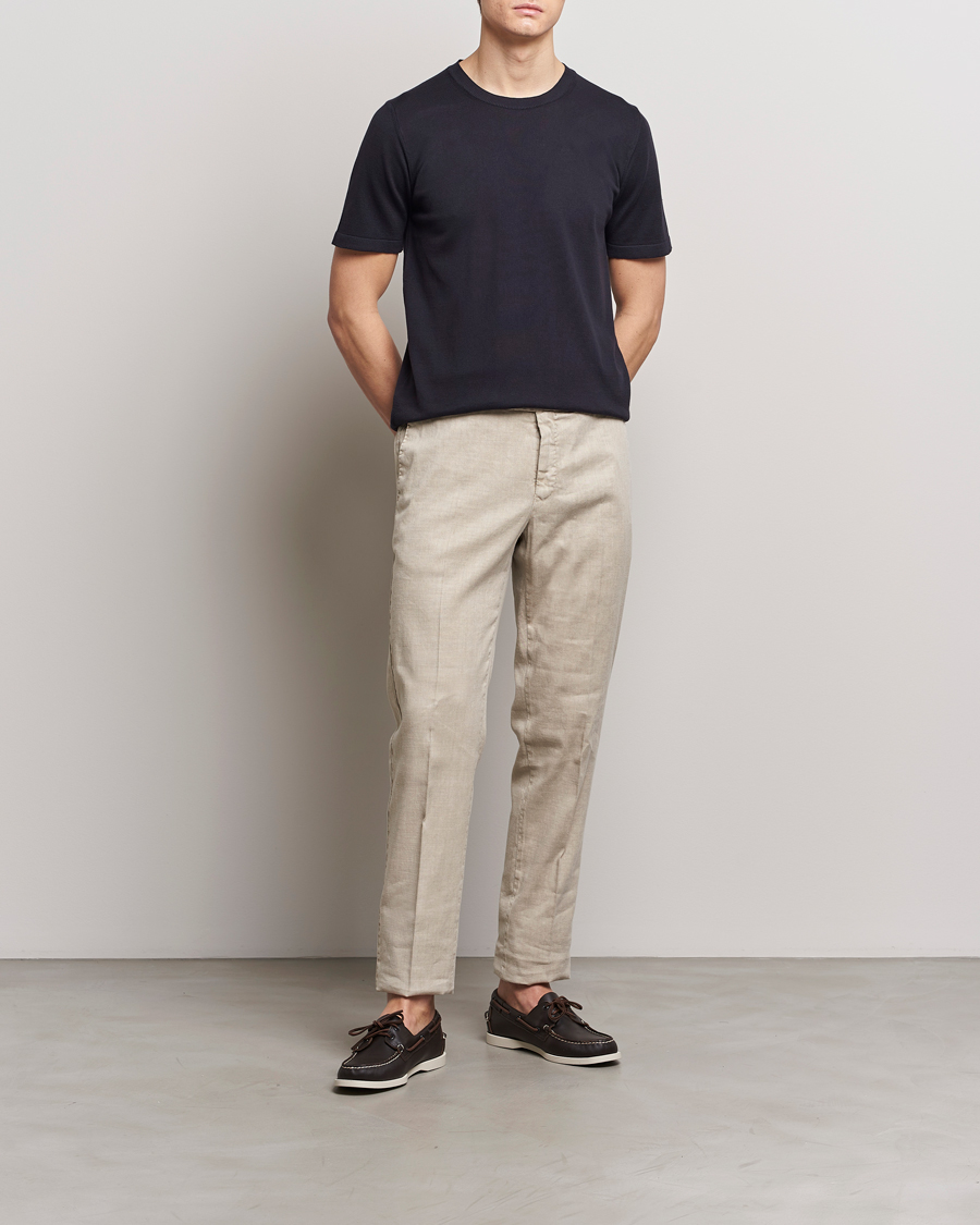 Herre | T-Shirts | Oscar Jacobson | Brian Knitted Cotton T-Shirt Navy