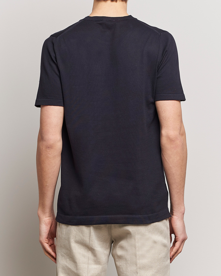 Herre | T-Shirts | Oscar Jacobson | Brian Knitted Cotton T-Shirt Navy
