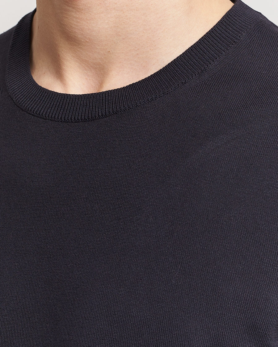 Herre | T-Shirts | Oscar Jacobson | Brian Knitted Cotton T-Shirt Navy