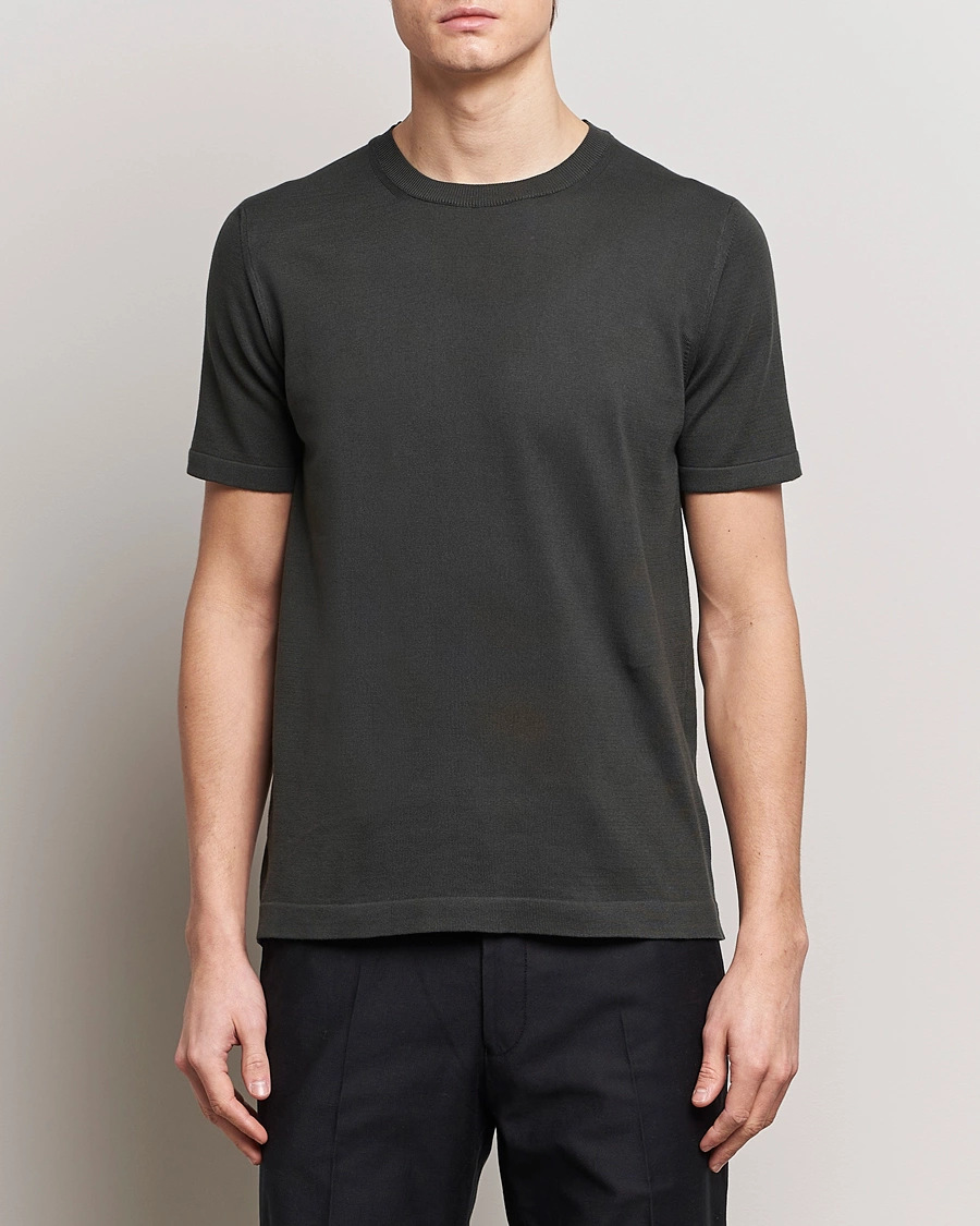 Herre |  | Oscar Jacobson | Brian Knitted Cotton T-Shirt Olive