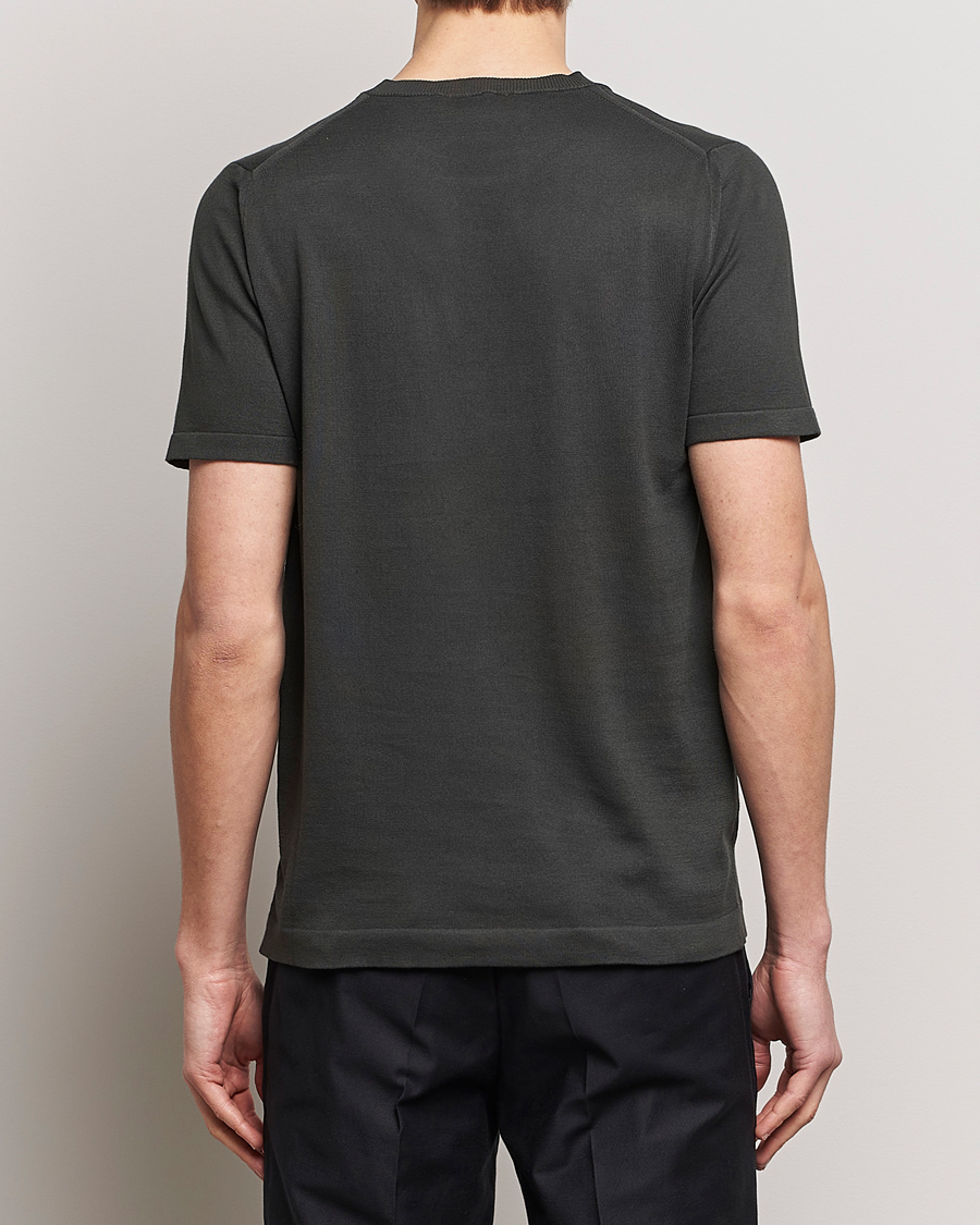 Herre | T-Shirts | Oscar Jacobson | Brian Knitted Cotton T-Shirt Olive