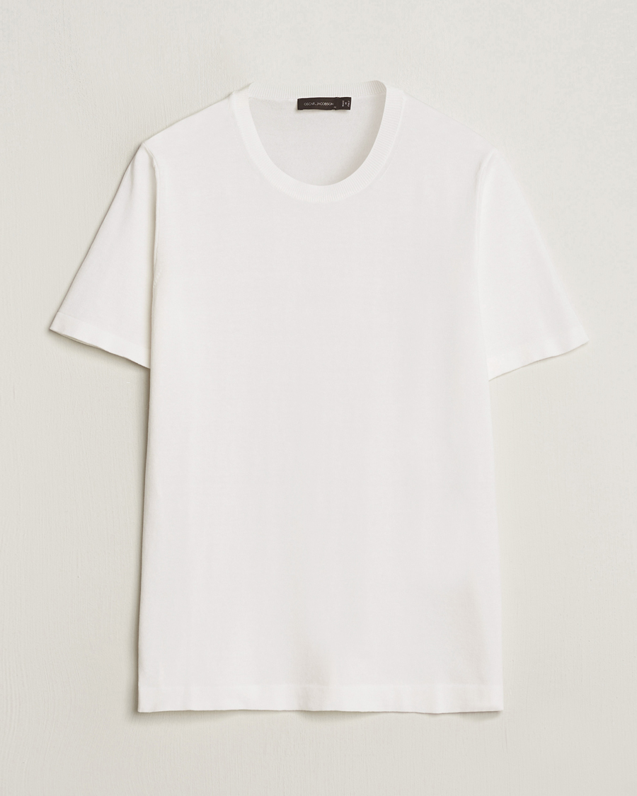 Herre | T-Shirts | Oscar Jacobson | Brian Knitted Cotton T-Shirt White