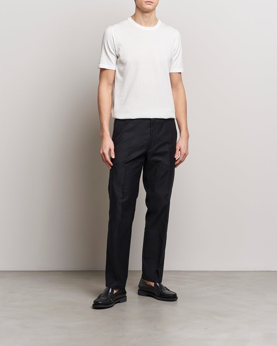 Herre | T-Shirts | Oscar Jacobson | Brian Knitted Cotton T-Shirt White
