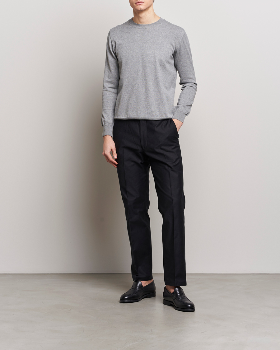 Herre | Gensere | Oscar Jacobson | Valdemar Cotton Crew Neck Light Grey