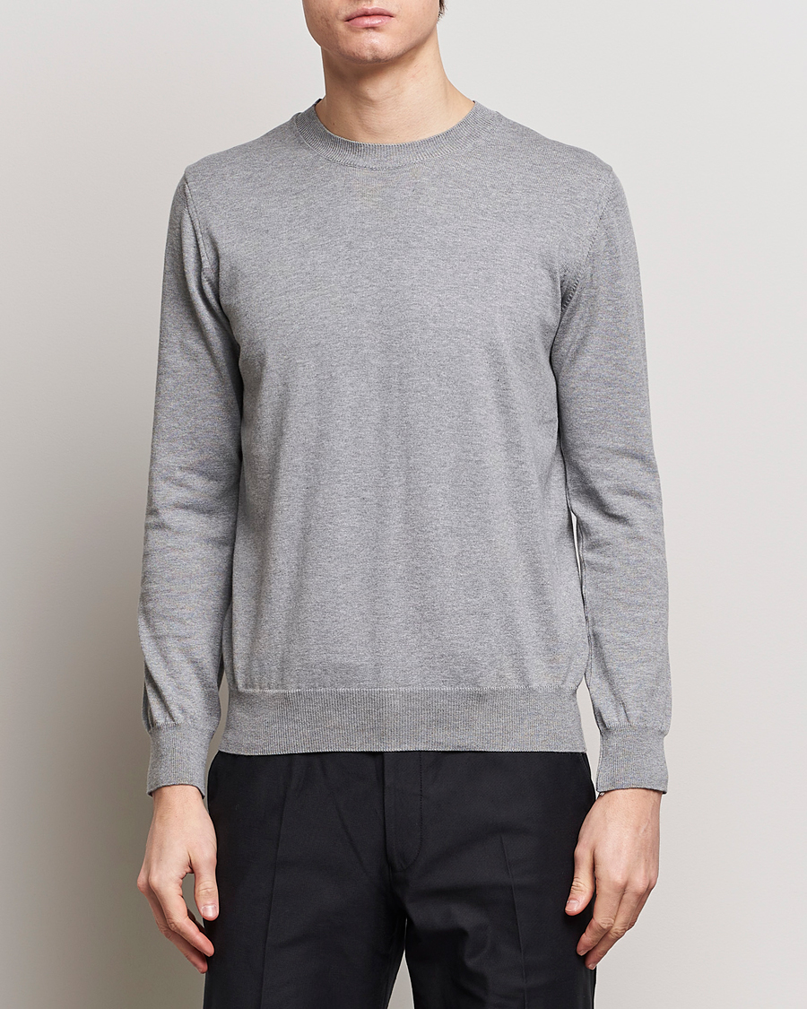 Herre | Pullovers rund hals | Oscar Jacobson | Valdemar Cotton Crew Neck Light Grey