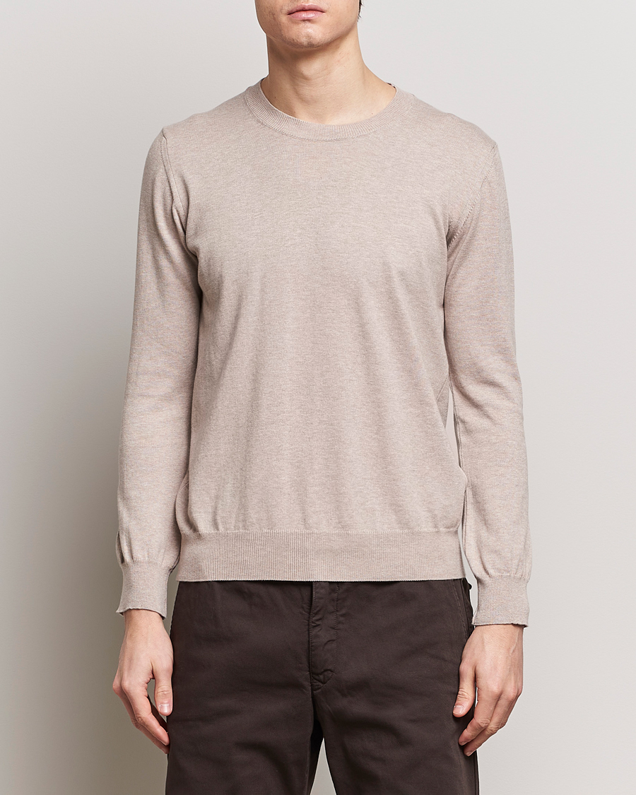 Herre | Formal Wear | Oscar Jacobson | Valdemar Cotton Crew Neck Beige