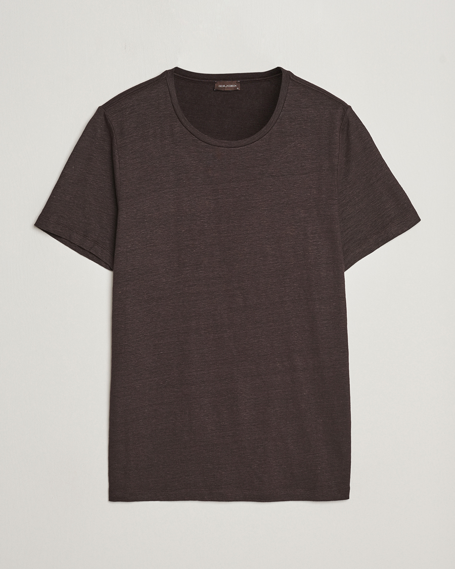 Herre | T-Shirts | Oscar Jacobson | Kyran Linen T-Shirt Brown