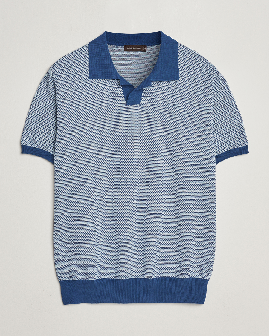 Herre | Pikéer | Oscar Jacobson | Dalius Structured Cotton Polo Blue