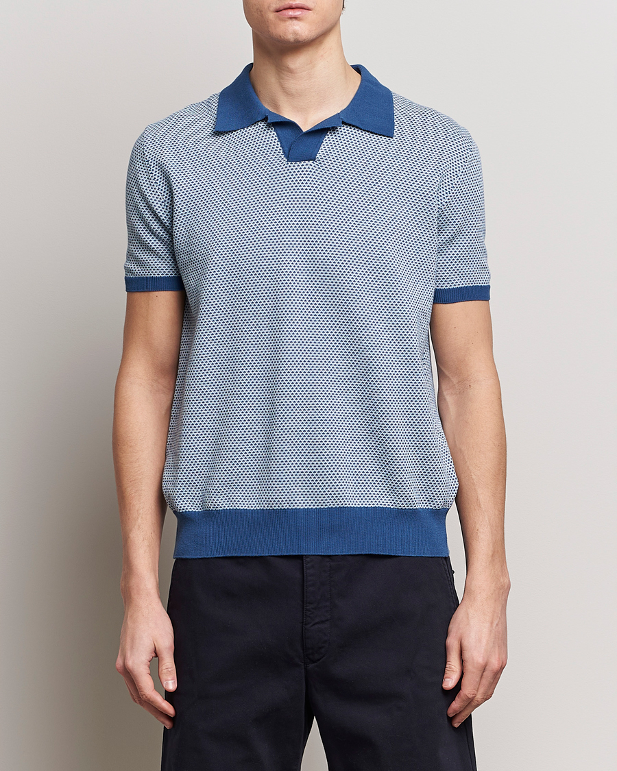 Herre | Pikéer | Oscar Jacobson | Dalius Structured Cotton Polo Blue