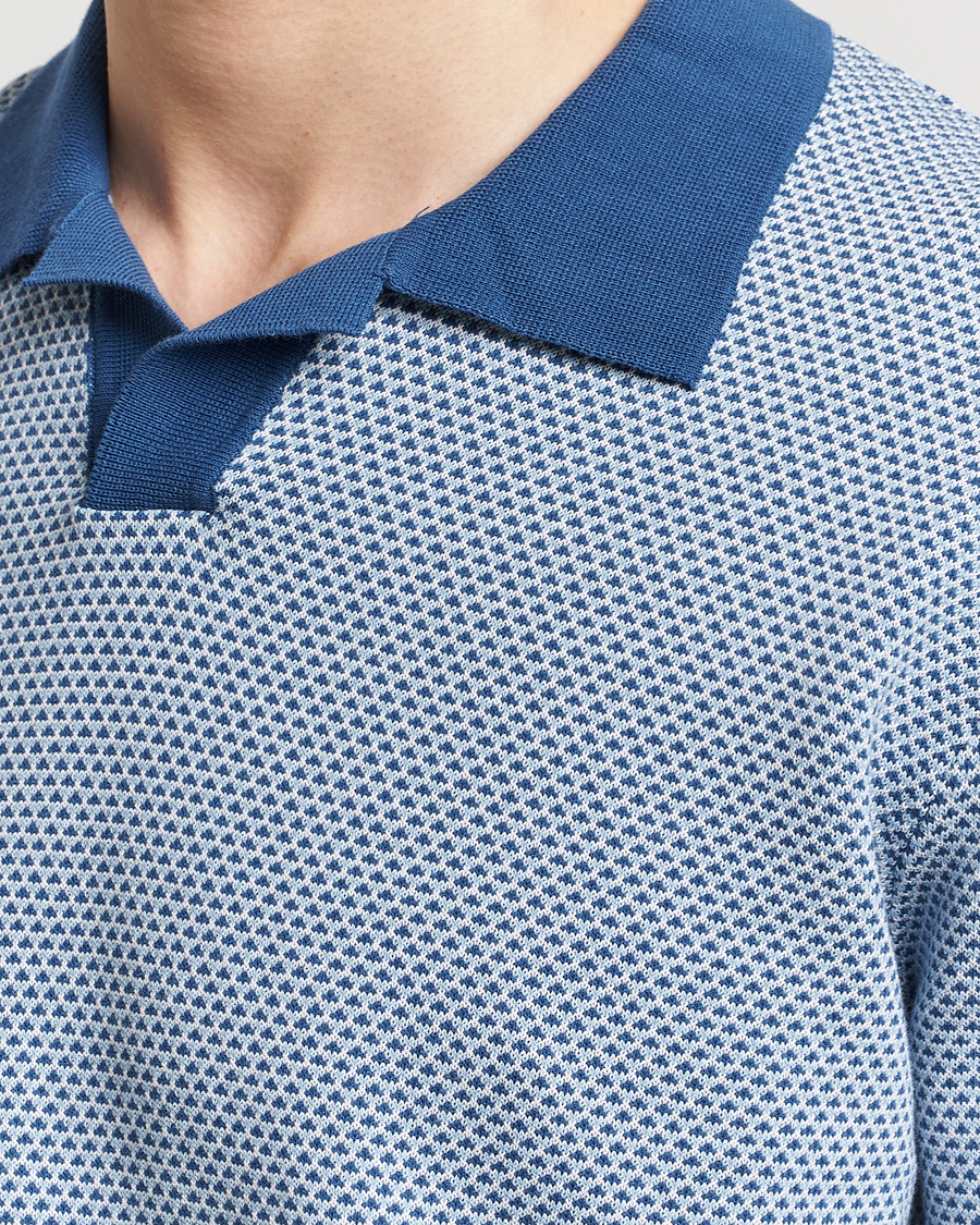 Herre | Pikéer | Oscar Jacobson | Dalius Structured Cotton Polo Blue