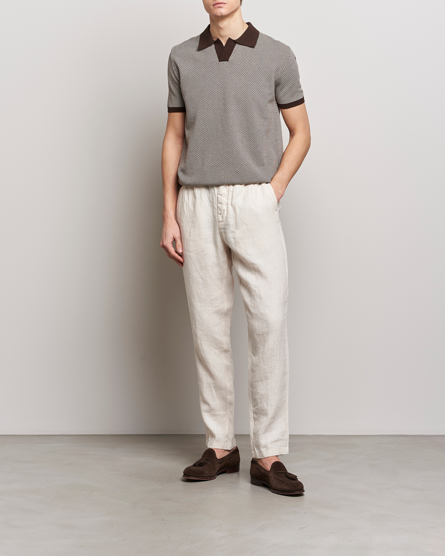 Herre | Pikéer | Oscar Jacobson | Dalius Structured Cotton Polo Brown