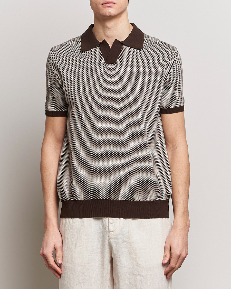 Men |  | Oscar Jacobson | Dalius Structured Cotton Polo Brown