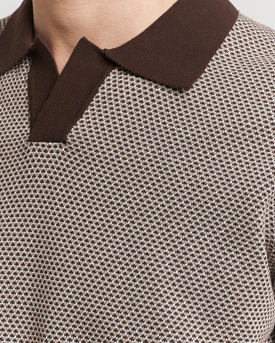 Herre | Pikéer | Oscar Jacobson | Dalius Structured Cotton Polo Brown