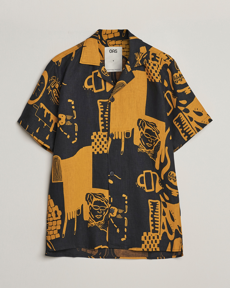 Herre | Skjorter | OAS | Short Sleeve Cuba Linen Shirt Krispy Night