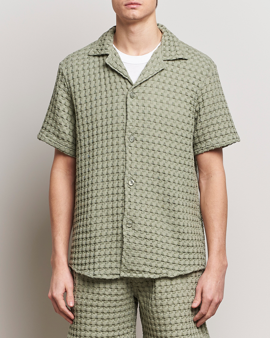 Herre | Kortermede skjorter | OAS | Cuba Waffle Shirt Dusty Green