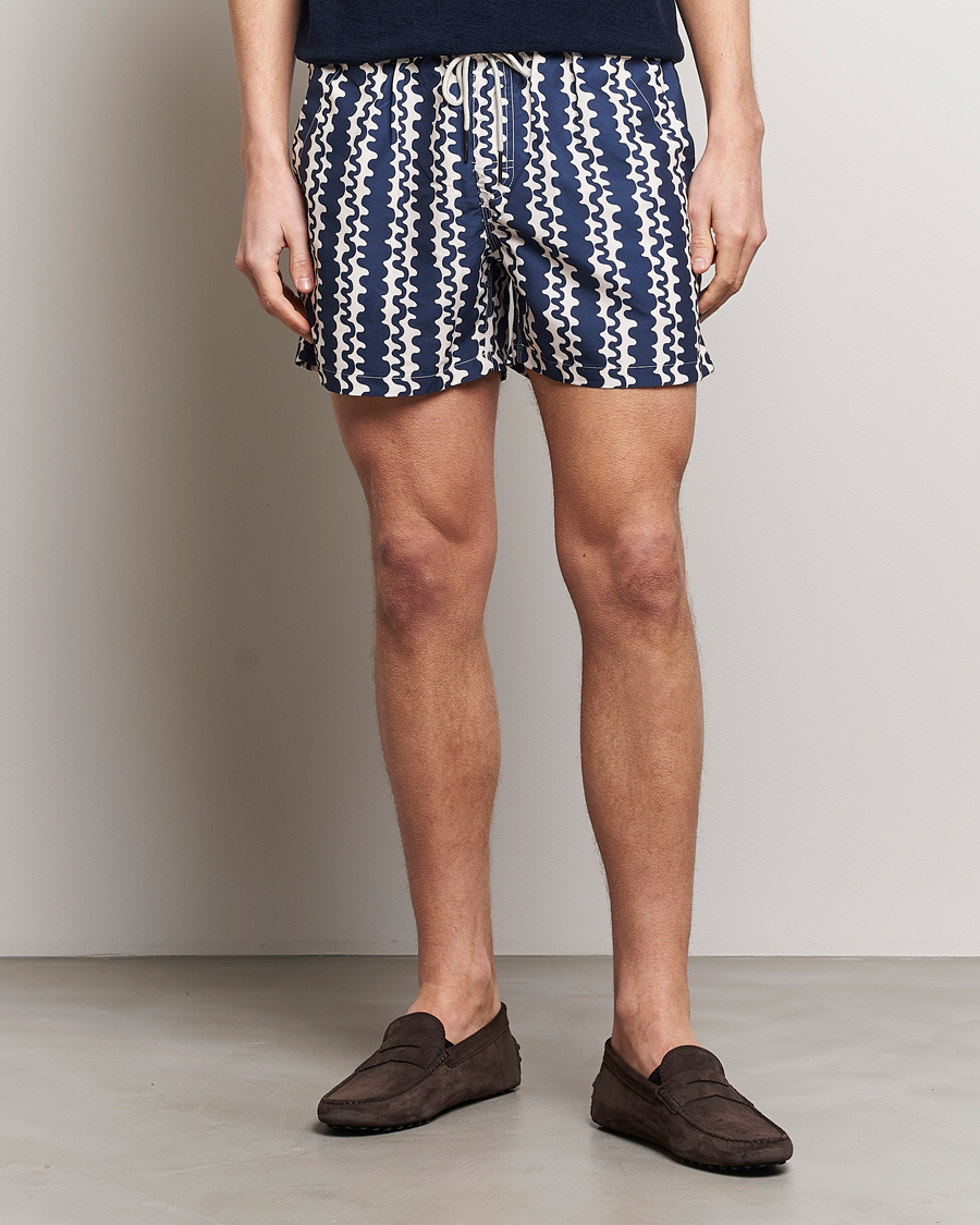 Herre | Badeshorts med snøring | OAS | Printed Swimshorts Blue Scribble