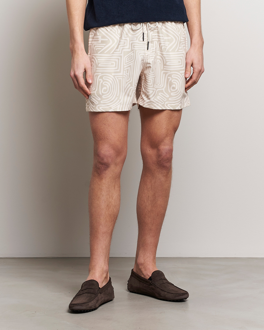 Herre | Klær | OAS | Printed Swimshorts Cream Golconda