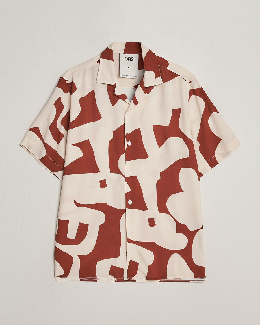 Herre | Skjorter | OAS | Viscose Resort Short Sleeve Shirt Russet Puzzlotec