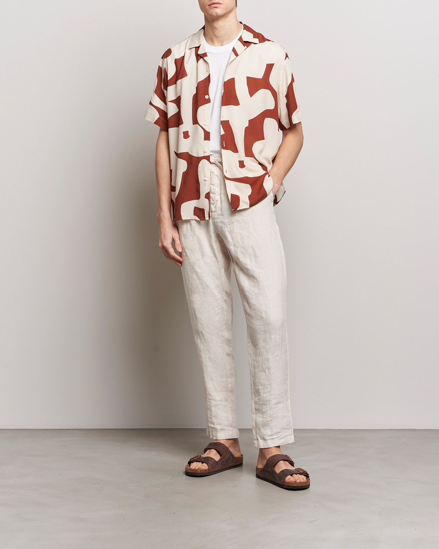 Herre | Skjorter | OAS | Viscose Resort Short Sleeve Shirt Russet Puzzlotec